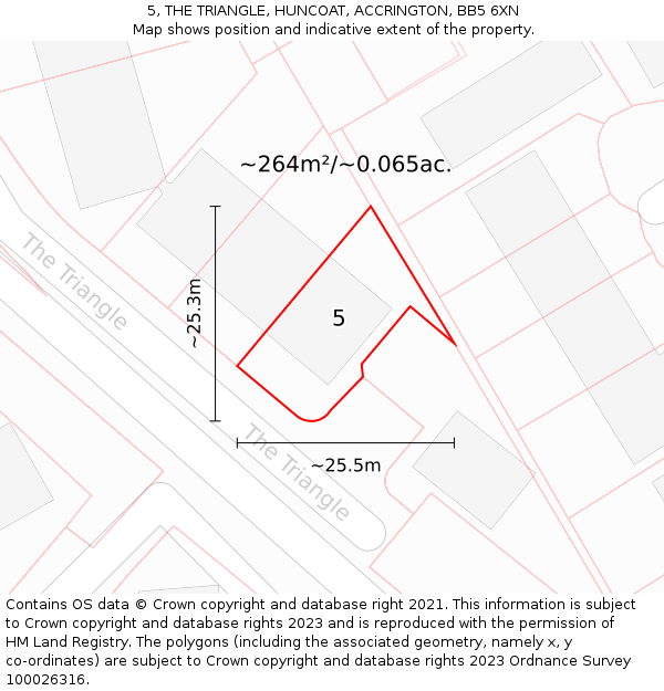 5, THE TRIANGLE, HUNCOAT, ACCRINGTON, BB5 6XN: Plot and title map