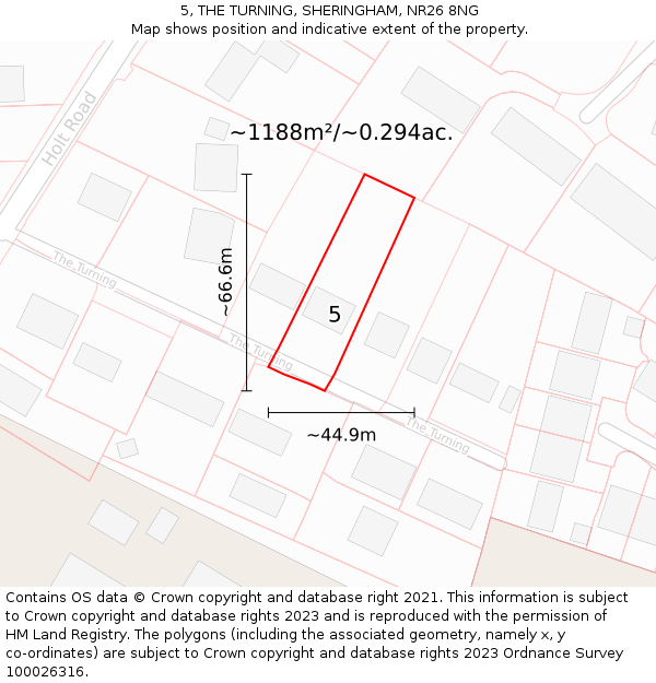5, THE TURNING, SHERINGHAM, NR26 8NG: Plot and title map