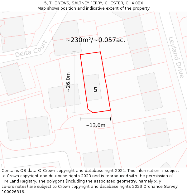 5, THE YEWS, SALTNEY FERRY, CHESTER, CH4 0BX: Plot and title map