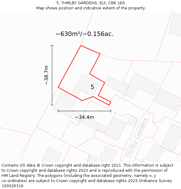 5, THIRLBY GARDENS, ELY, CB6 1EA: Plot and title map