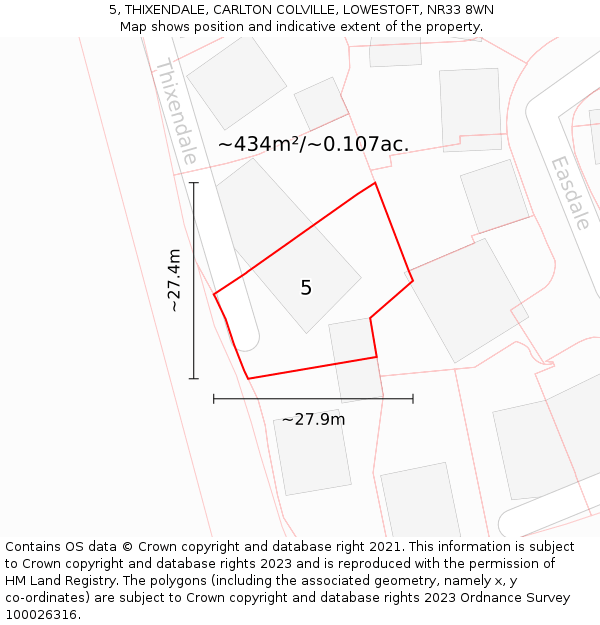 5, THIXENDALE, CARLTON COLVILLE, LOWESTOFT, NR33 8WN: Plot and title map