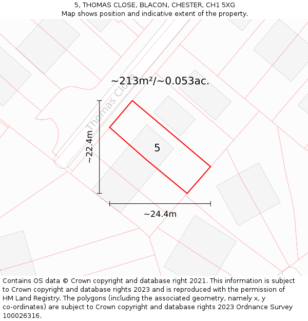5, THOMAS CLOSE, BLACON, CHESTER, CH1 5XG: Plot and title map