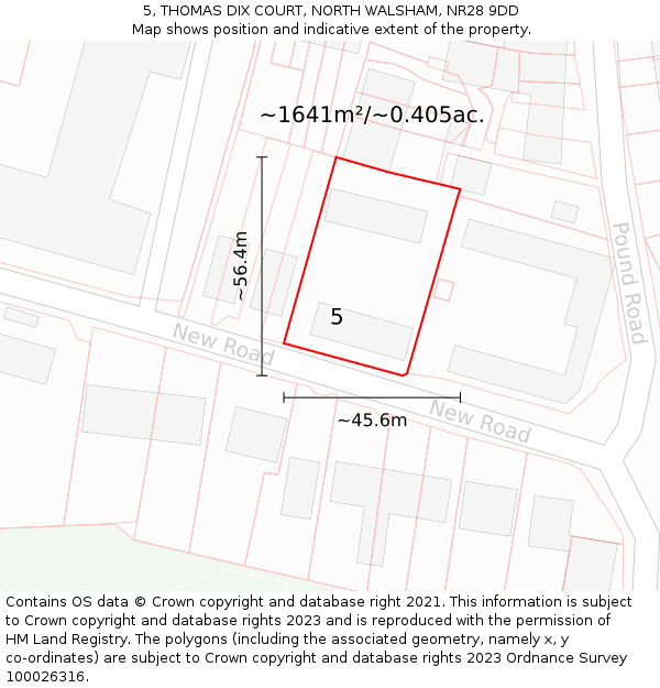5, THOMAS DIX COURT, NORTH WALSHAM, NR28 9DD: Plot and title map