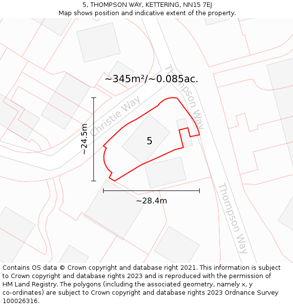 5, THOMPSON WAY, KETTERING, NN15 7EJ: Plot and title map