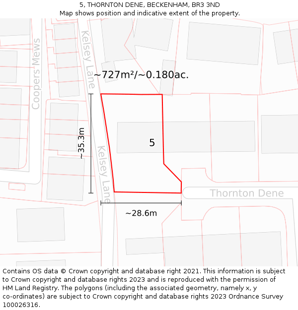 5, THORNTON DENE, BECKENHAM, BR3 3ND: Plot and title map