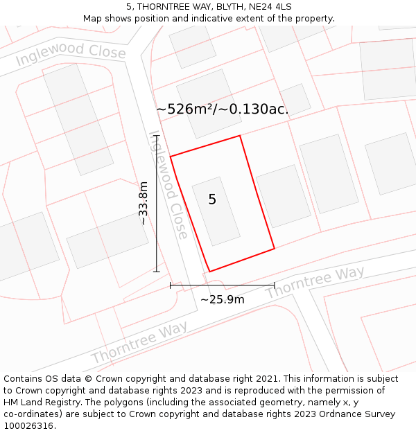 5, THORNTREE WAY, BLYTH, NE24 4LS: Plot and title map