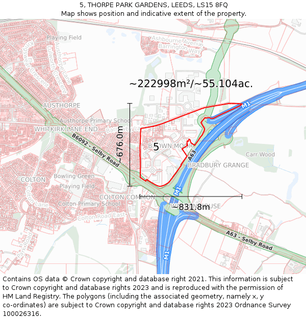 5, THORPE PARK GARDENS, LEEDS, LS15 8FQ: Plot and title map