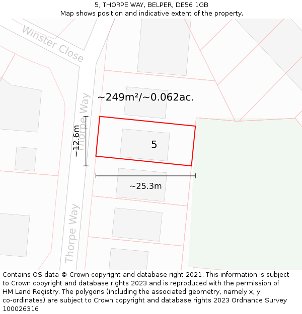 5, THORPE WAY, BELPER, DE56 1GB: Plot and title map
