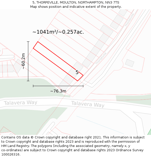 5, THORPEVILLE, MOULTON, NORTHAMPTON, NN3 7TS: Plot and title map