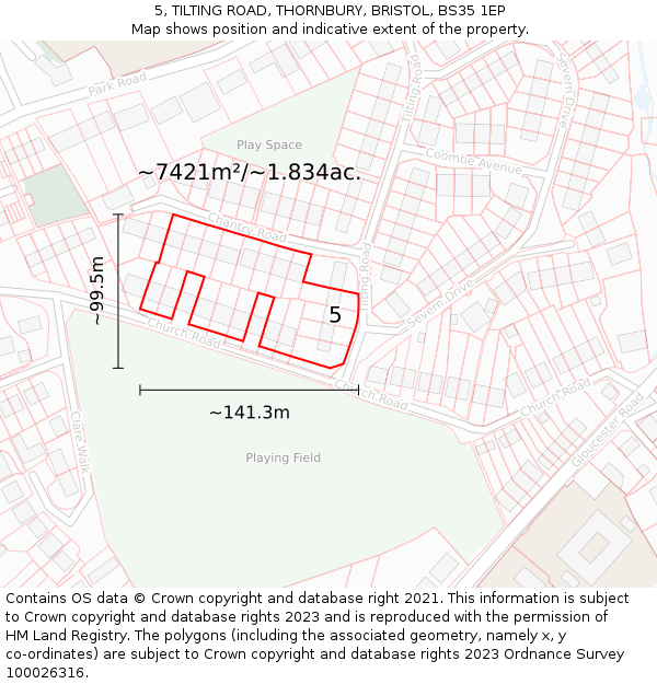 5, TILTING ROAD, THORNBURY, BRISTOL, BS35 1EP: Plot and title map