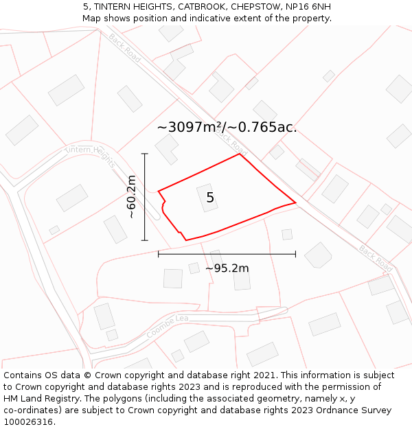 5, TINTERN HEIGHTS, CATBROOK, CHEPSTOW, NP16 6NH: Plot and title map
