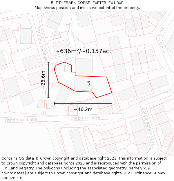 5, TITHEBARN COPSE, EXETER, EX1 3XP: Plot and title map