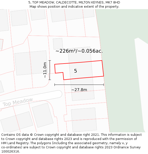 5, TOP MEADOW, CALDECOTTE, MILTON KEYNES, MK7 8HD: Plot and title map