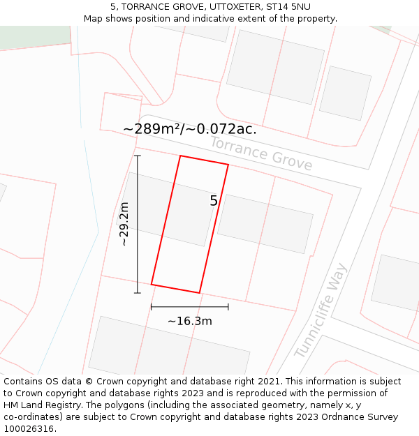 5, TORRANCE GROVE, UTTOXETER, ST14 5NU: Plot and title map