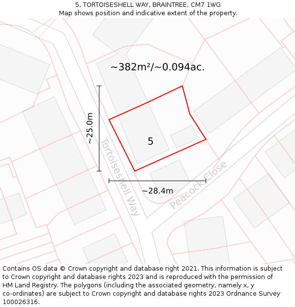 5, TORTOISESHELL WAY, BRAINTREE, CM7 1WG: Plot and title map