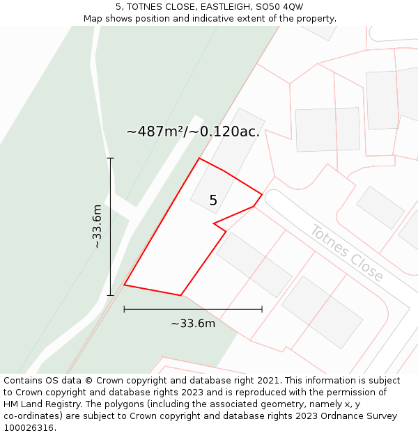 5, TOTNES CLOSE, EASTLEIGH, SO50 4QW: Plot and title map