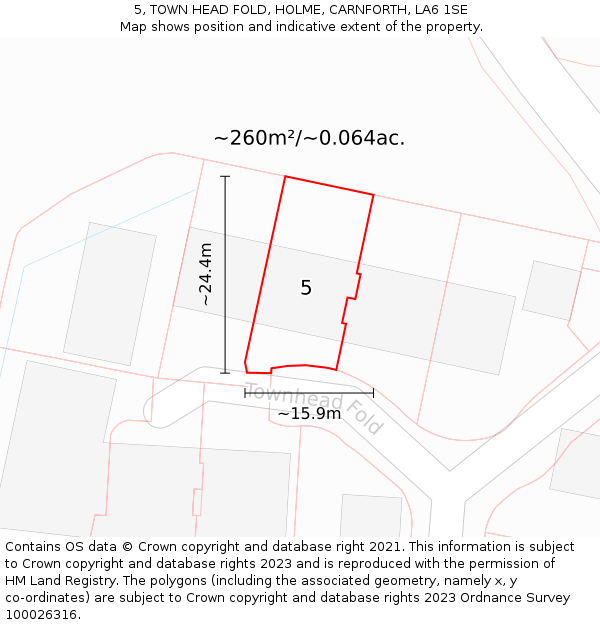 5, TOWN HEAD FOLD, HOLME, CARNFORTH, LA6 1SE: Plot and title map