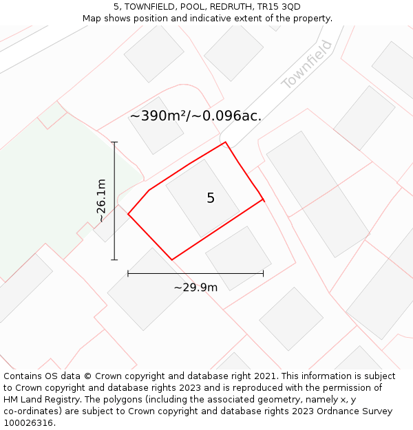 5, TOWNFIELD, POOL, REDRUTH, TR15 3QD: Plot and title map