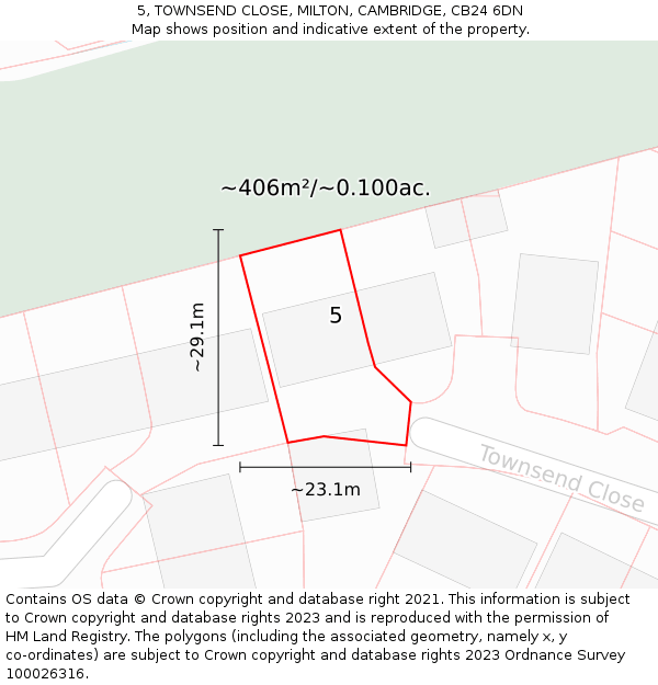 5, TOWNSEND CLOSE, MILTON, CAMBRIDGE, CB24 6DN: Plot and title map