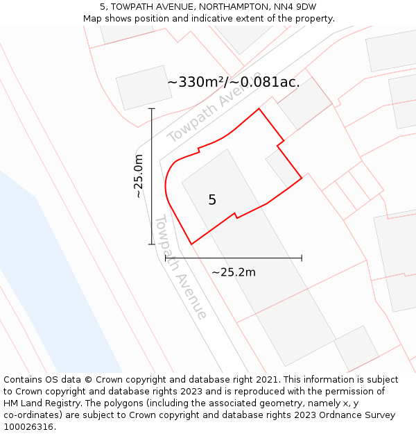 5, TOWPATH AVENUE, NORTHAMPTON, NN4 9DW: Plot and title map
