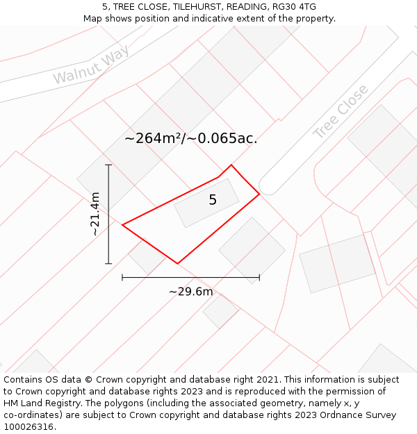 5, TREE CLOSE, TILEHURST, READING, RG30 4TG: Plot and title map