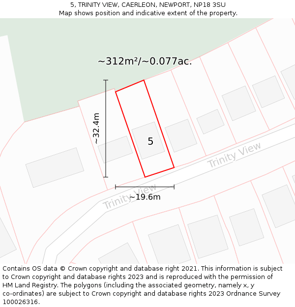 5, TRINITY VIEW, CAERLEON, NEWPORT, NP18 3SU: Plot and title map