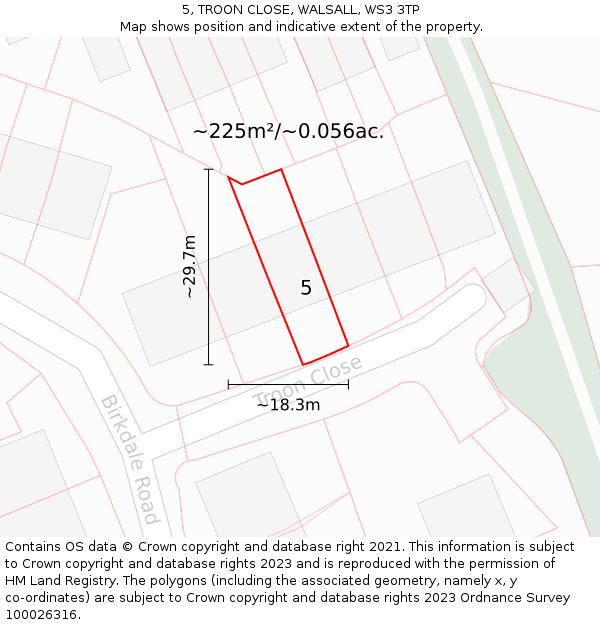 5, TROON CLOSE, WALSALL, WS3 3TP: Plot and title map