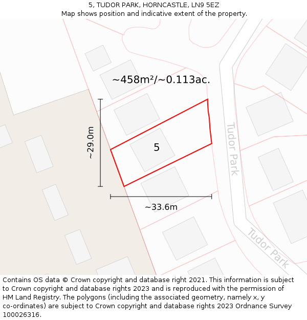 5, TUDOR PARK, HORNCASTLE, LN9 5EZ: Plot and title map