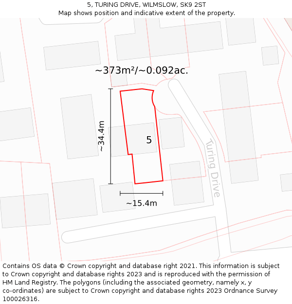 5, TURING DRIVE, WILMSLOW, SK9 2ST: Plot and title map