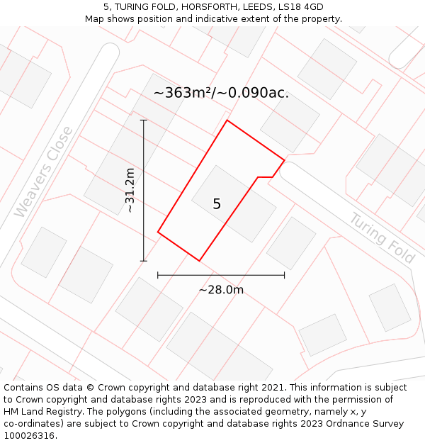 5, TURING FOLD, HORSFORTH, LEEDS, LS18 4GD: Plot and title map