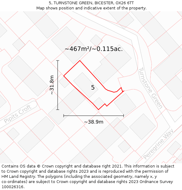 5, TURNSTONE GREEN, BICESTER, OX26 6TT: Plot and title map