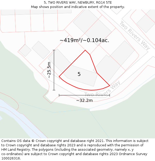 5, TWO RIVERS WAY, NEWBURY, RG14 5TE: Plot and title map