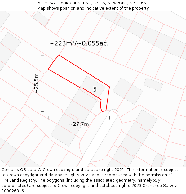 5, TY ISAF PARK CRESCENT, RISCA, NEWPORT, NP11 6NE: Plot and title map
