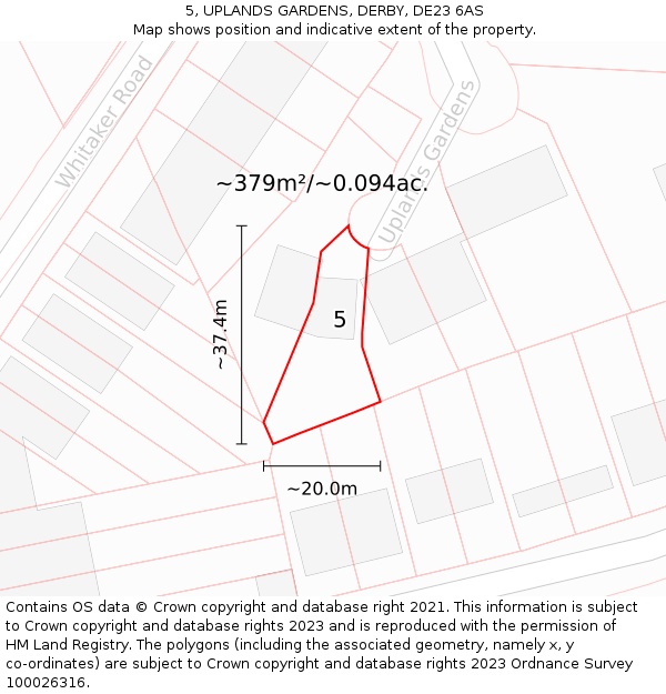 5, UPLANDS GARDENS, DERBY, DE23 6AS: Plot and title map