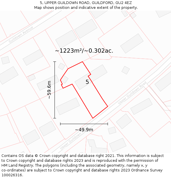 5, UPPER GUILDOWN ROAD, GUILDFORD, GU2 4EZ: Plot and title map