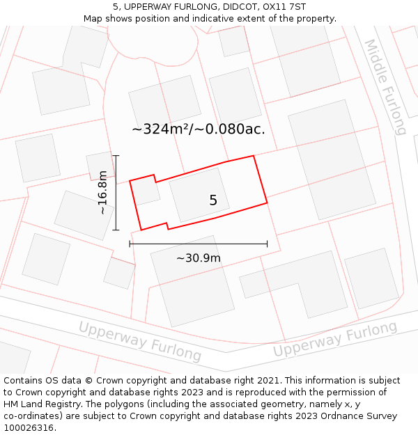 5, UPPERWAY FURLONG, DIDCOT, OX11 7ST: Plot and title map