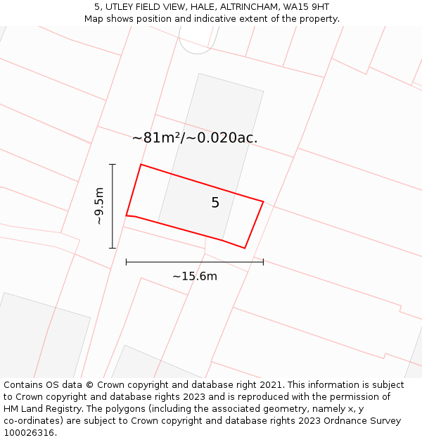 5, UTLEY FIELD VIEW, HALE, ALTRINCHAM, WA15 9HT: Plot and title map