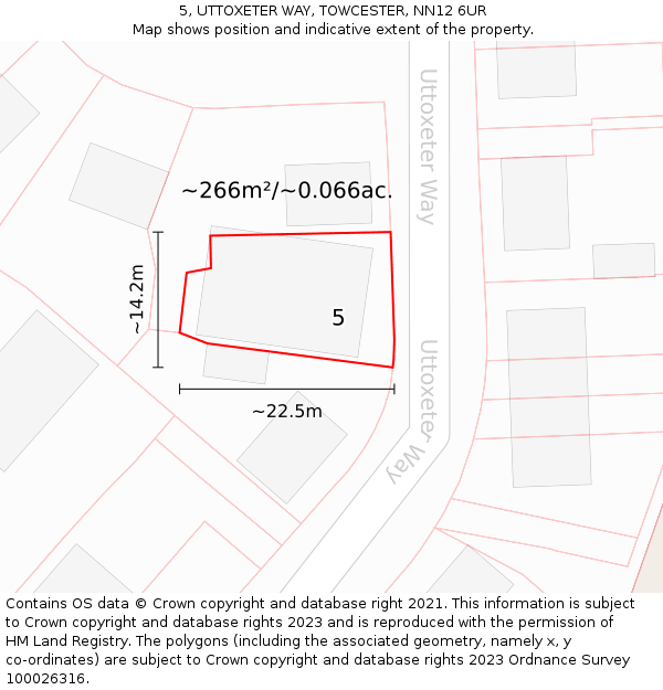 5, UTTOXETER WAY, TOWCESTER, NN12 6UR: Plot and title map