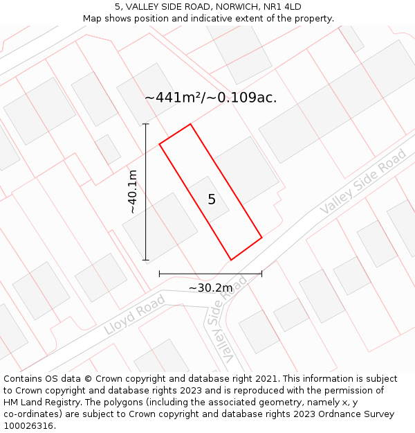 5, VALLEY SIDE ROAD, NORWICH, NR1 4LD: Plot and title map