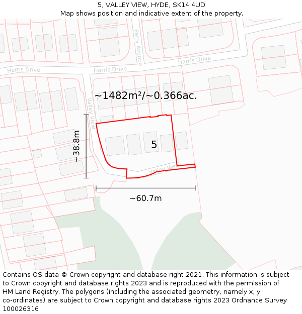 5, VALLEY VIEW, HYDE, SK14 4UD: Plot and title map