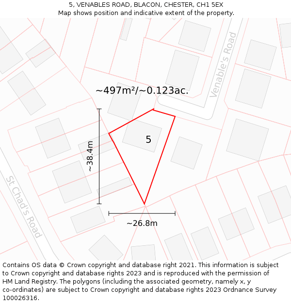 5, VENABLES ROAD, BLACON, CHESTER, CH1 5EX: Plot and title map