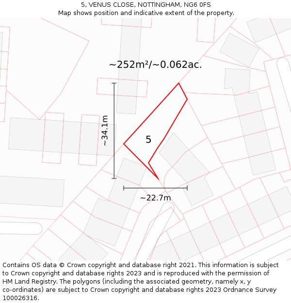 5, VENUS CLOSE, NOTTINGHAM, NG6 0FS: Plot and title map
