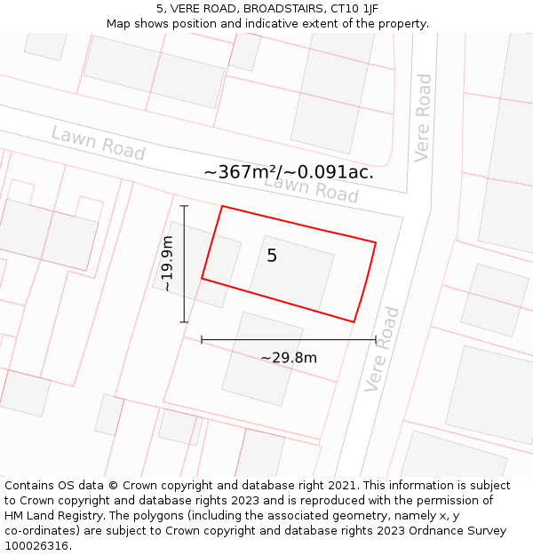 5, VERE ROAD, BROADSTAIRS, CT10 1JF: Plot and title map