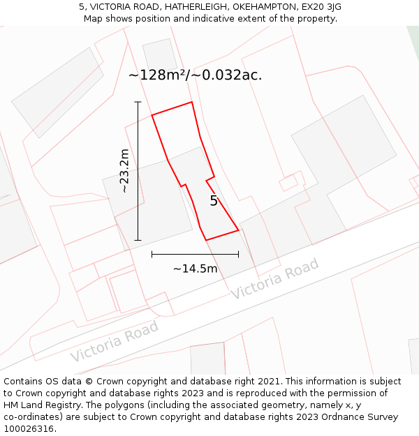 5, VICTORIA ROAD, HATHERLEIGH, OKEHAMPTON, EX20 3JG: Plot and title map