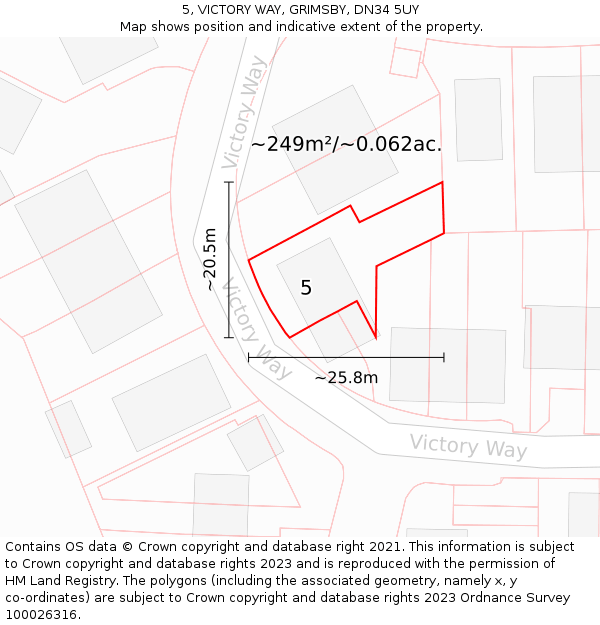 5, VICTORY WAY, GRIMSBY, DN34 5UY: Plot and title map
