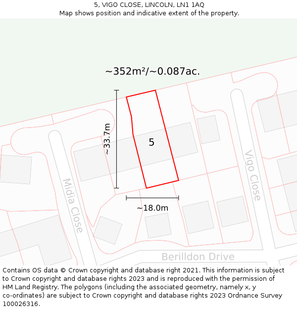 5, VIGO CLOSE, LINCOLN, LN1 1AQ: Plot and title map