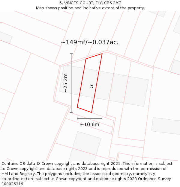 5, VINCES COURT, ELY, CB6 3AZ: Plot and title map
