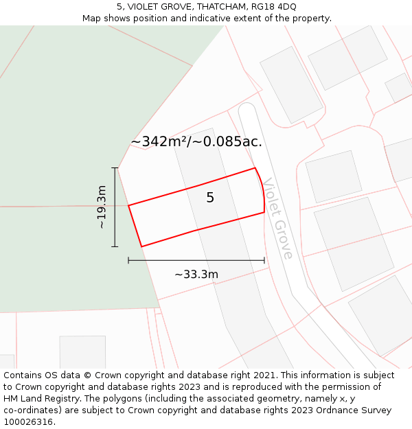 5, VIOLET GROVE, THATCHAM, RG18 4DQ: Plot and title map