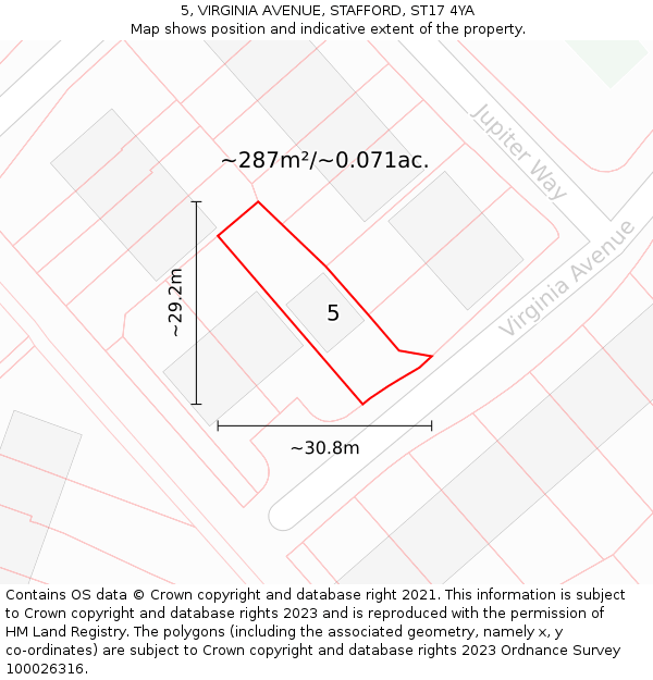 5, VIRGINIA AVENUE, STAFFORD, ST17 4YA: Plot and title map