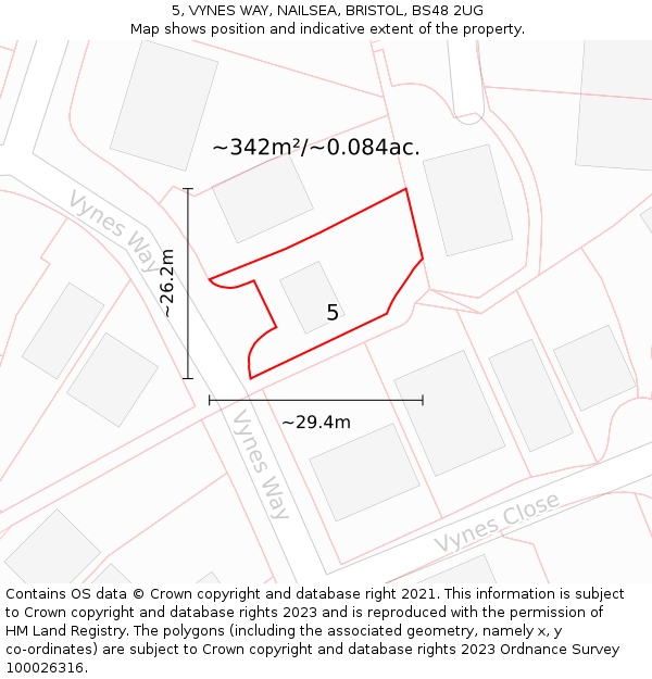 5, VYNES WAY, NAILSEA, BRISTOL, BS48 2UG: Plot and title map